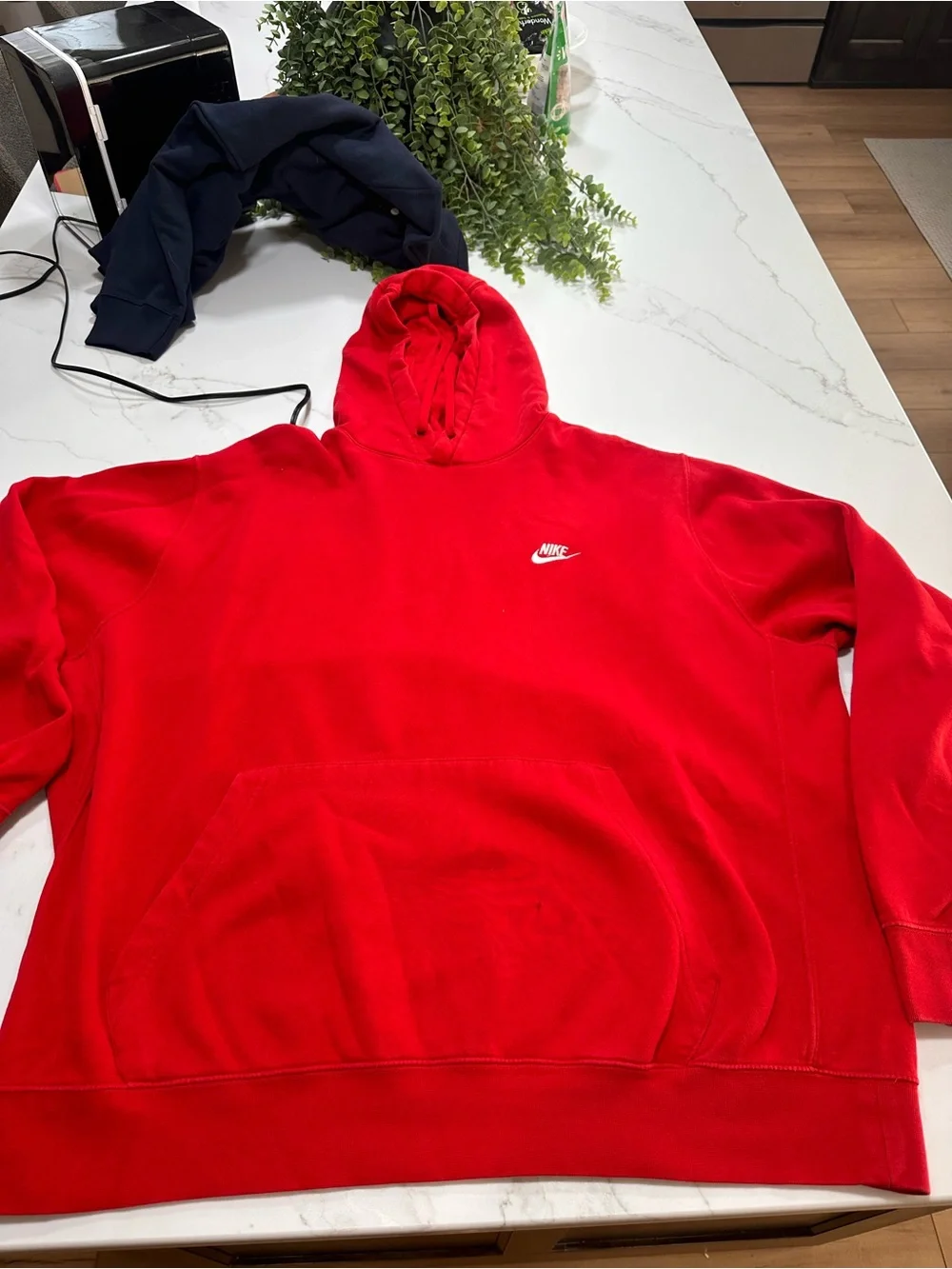 Nike Red Men's Pullover Hoodie with White Logo